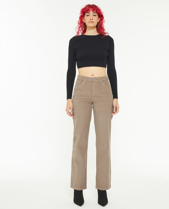 Pantalon droit en velours taupe - Pimkie