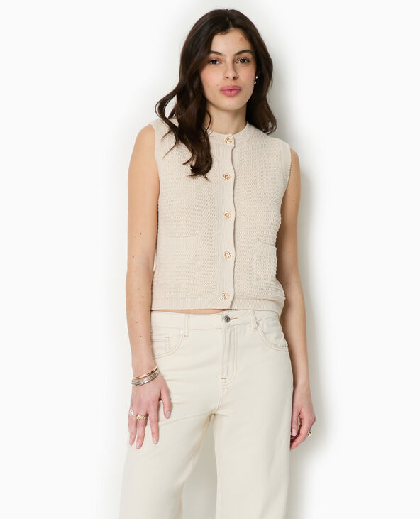 Gilet sans manches boutons métal blanc - Pimkie