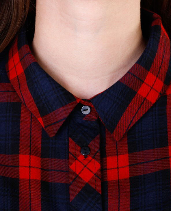 Chemise carreaux à volants rouge - Pimkie