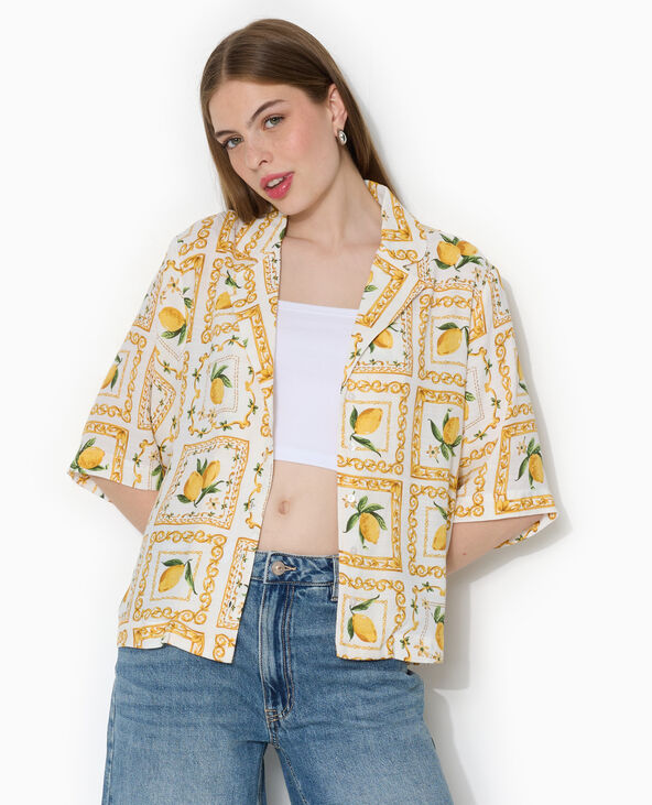 Chemise manches courtes motif citrons jaune - Pimkie