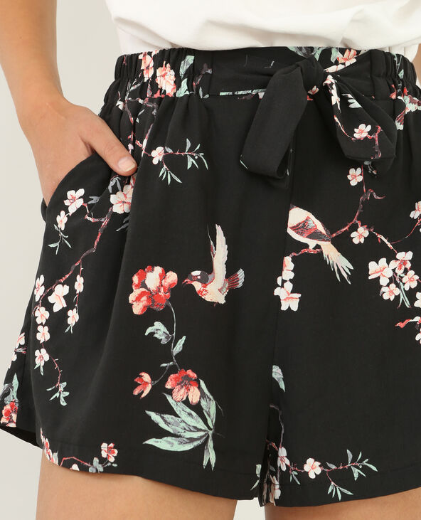 Short fluide imprimé noir - Pimkie
