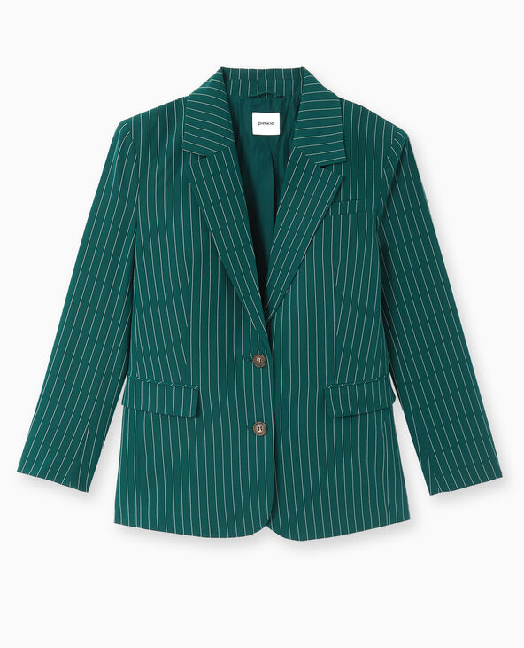 Veste blazer oversize avec rayures banquier vert foncé - Pimkie