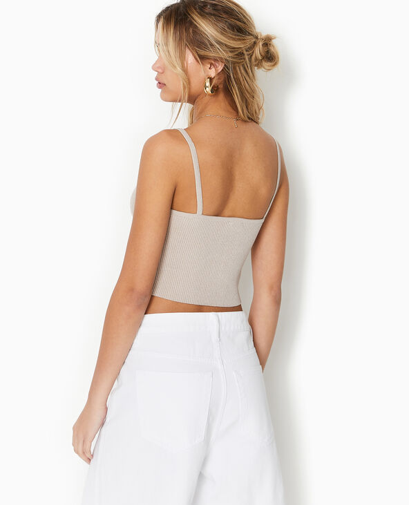 Débardeur court en maille beige - Pimkie