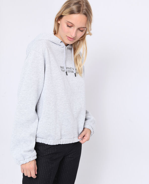 Sweat à capuche gris chiné - Pimkie