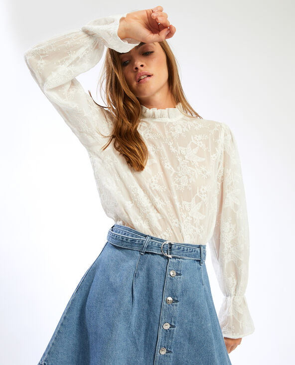 Blouse romantique brodée blanc - Pimkie