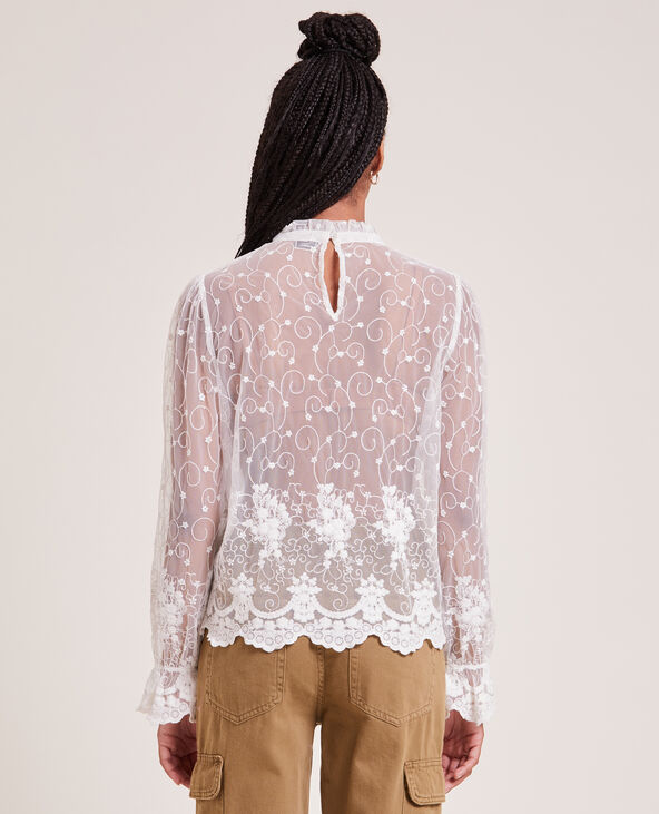 Top en tulle brodée blanc - Pimkie