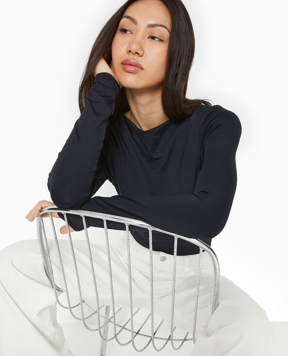 Body manches longues encolure bateau noir - Pimkie