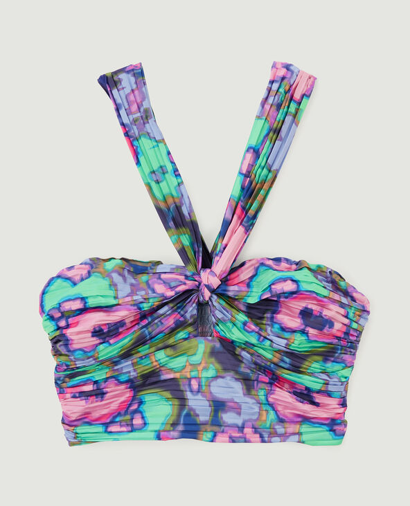 Top brassière en tissu satiné plissé violet - Pimkie