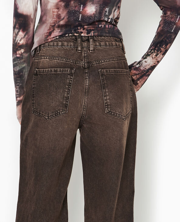 Jean wide taille haute effet dirty marron - Pimkie