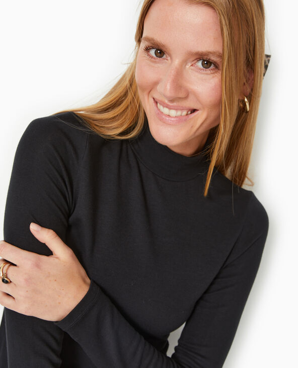 Top manches longues col montant noir - Pimkie