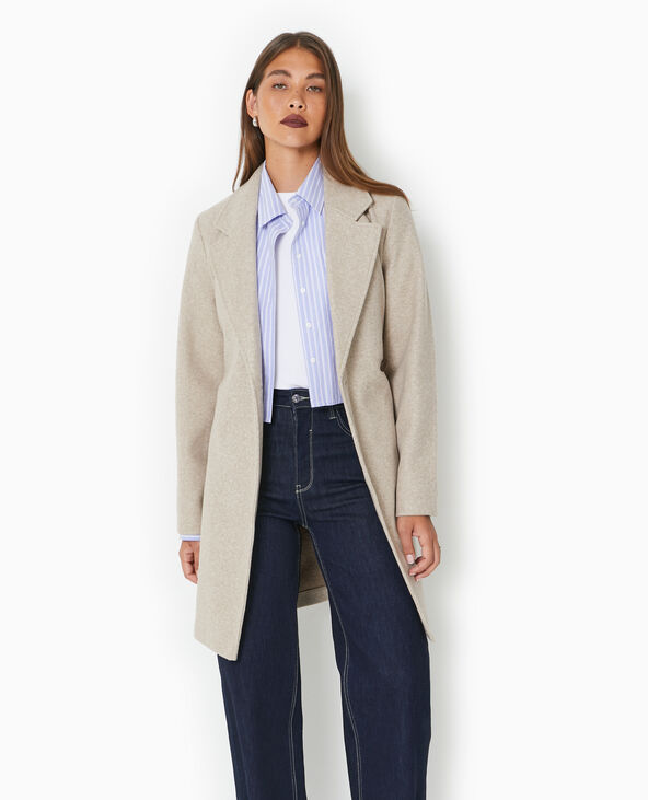 Manteau mi-long avec ceinture beige - Pimkie