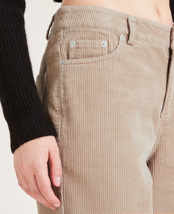 Pantalon droit en velours côtelé taupe - Pimkie