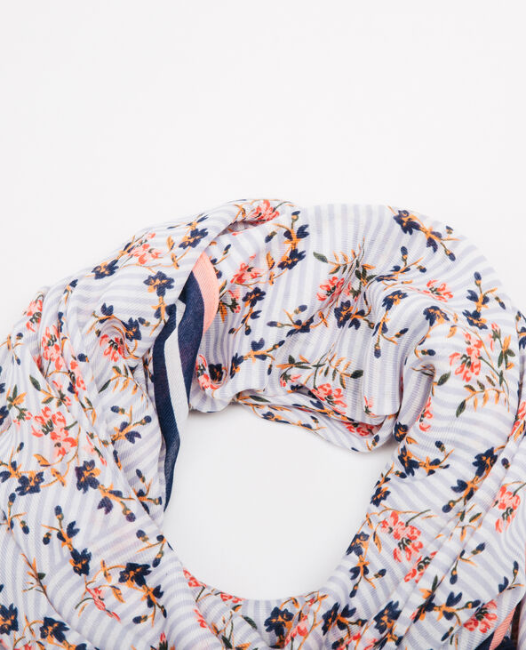 Foulard rayures et fleurs bleu - Pimkie