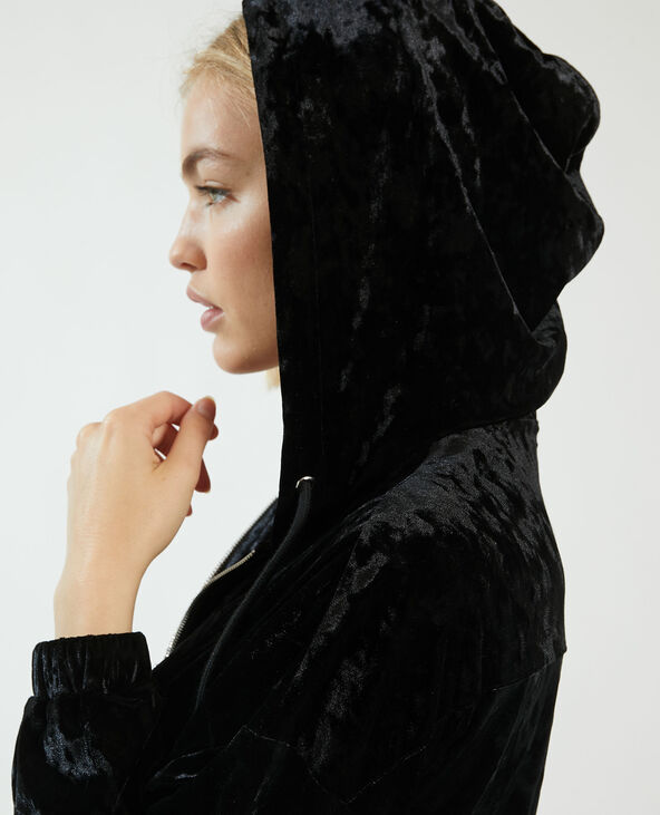 Combishort à capuche en velours noir - Pimkie
