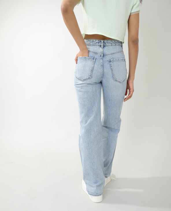 Jean straight high waist destroy bleu clair - Pimkie
