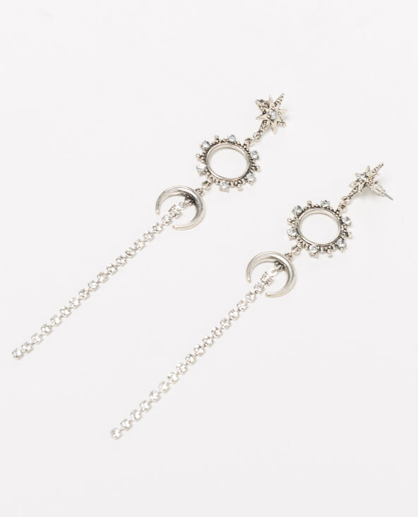 Boucles d'oreilles longues astro argenté - Pimkie