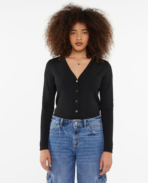Gilet maille serrée avec boutons métalliques noir - Pimkie