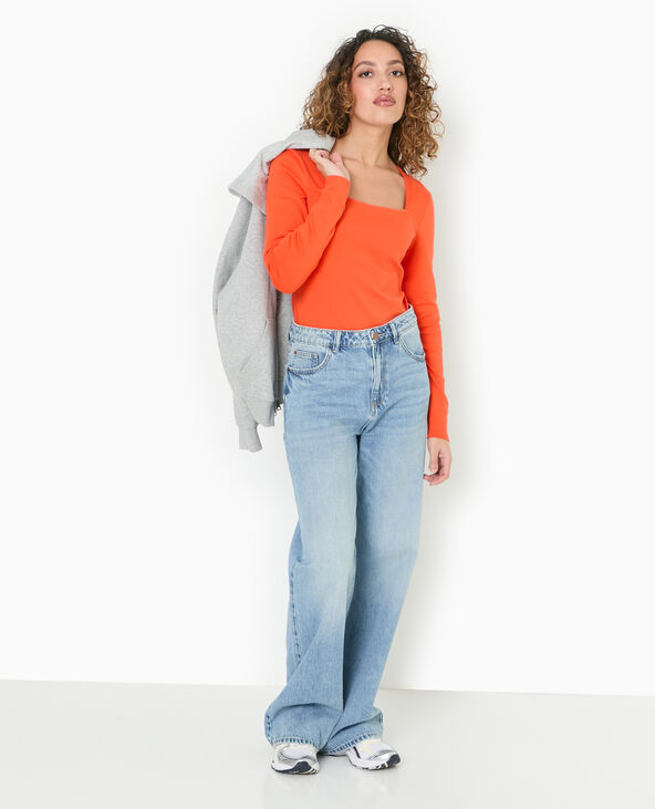 Body manches longues encolure carrée orange - Pimkie