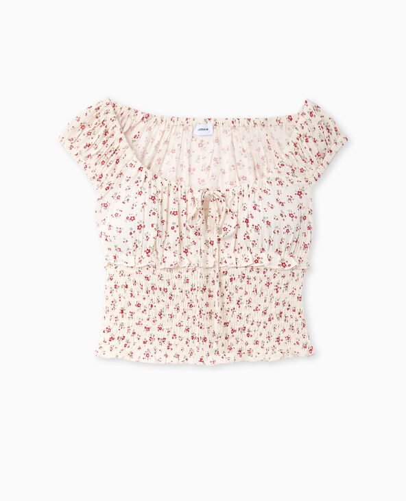 Top court forme empire avec petites fleurs blanc - Pimkie