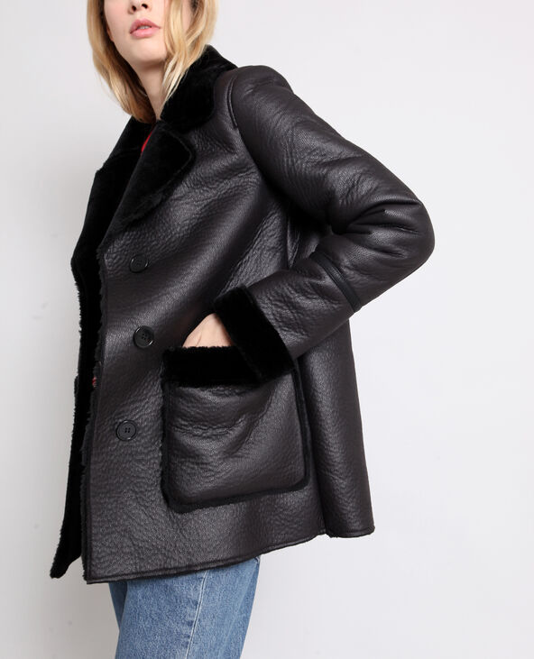 Manteau imitation mouton noir 2025