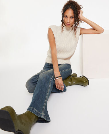 Pull sans manche avec col montant sable - Pimkie