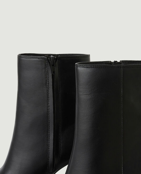 Bottines simili cuir à talon noir - Pimkie