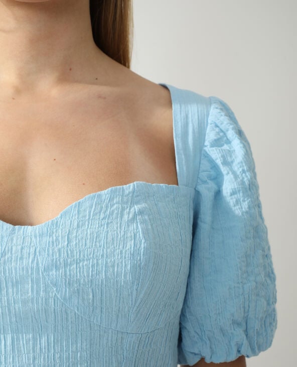 Robe froncée et smockée bleu - Pimkie