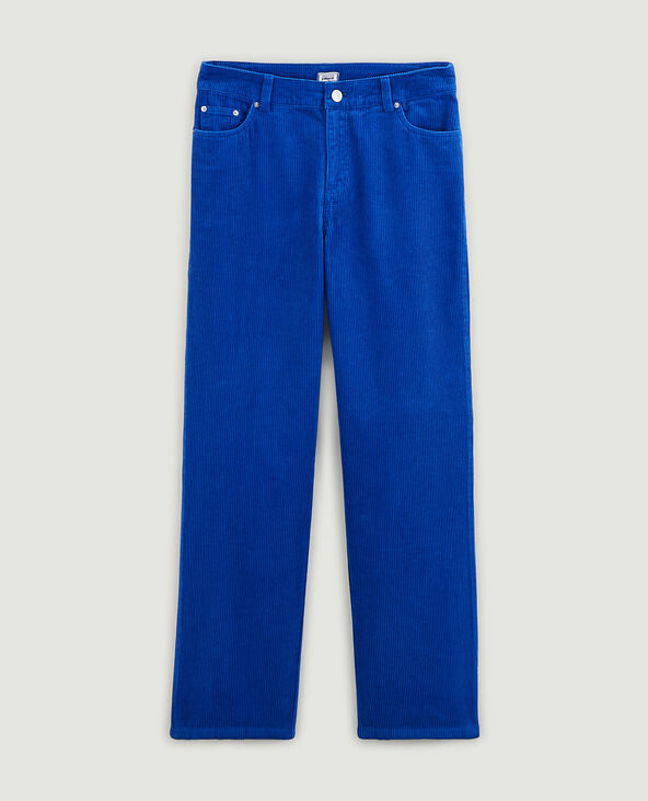 Pantalon droit en velours côtelé bleu électrique - Pimkie