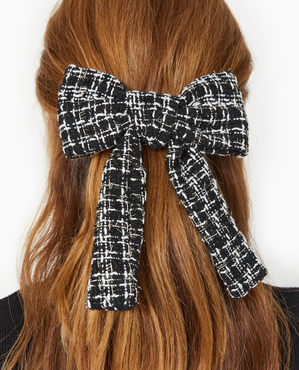 Barrette avec nœud en tweed noir - Pimkie