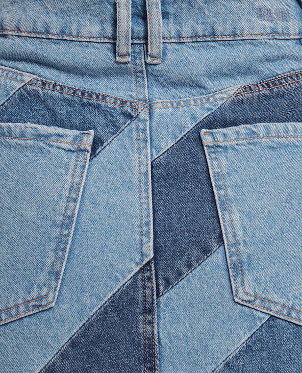 Jupe courte en jean bicolore bleu clair - Pimkie