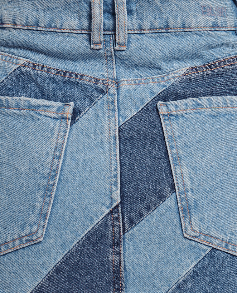 Jupe courte en jean bicolore bleu - Pimkie