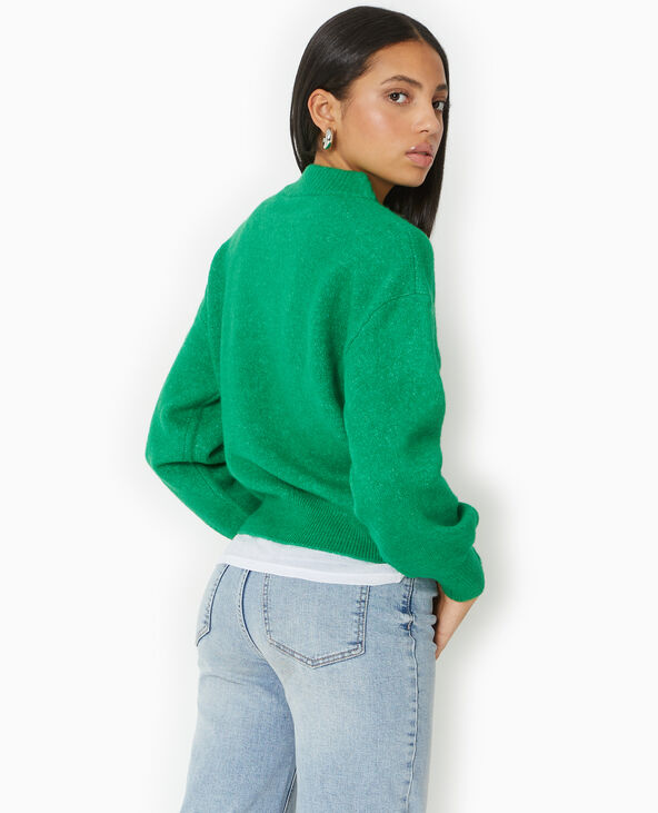 Pull col V en maille vert - Pimkie