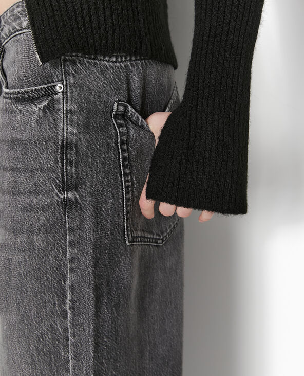 Gilet zippé en maille côtelée noir - Pimkie