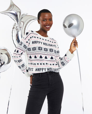 Pull de Noël façon jacquard blanc - Pimkie