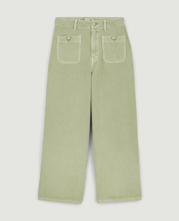 Jean wide taille haute vert de gris - Pimkie