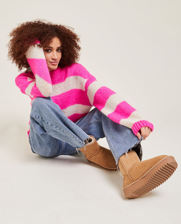 Pull col rond rose fuchsia - Pimkie