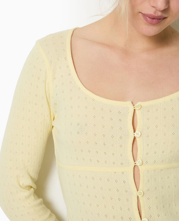 Top cardigan en maille fantaisie jaune - Pimkie