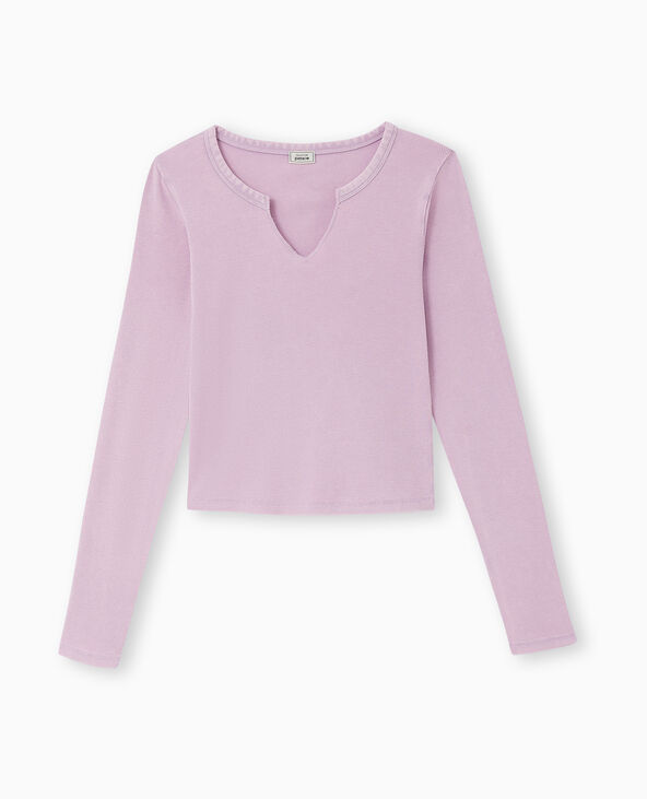Top manches longues en maille côtelée rose - Pimkie