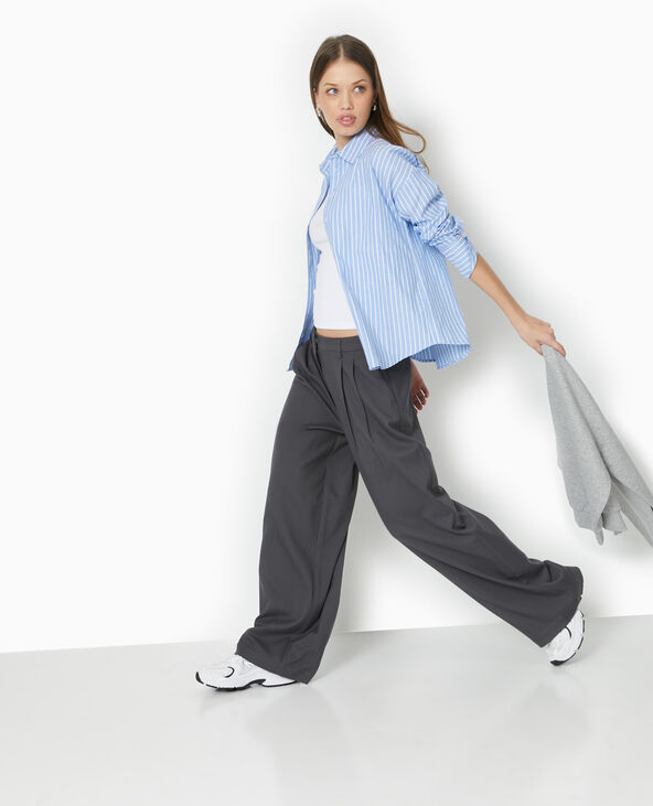 Pantalon large avec pinces gris foncé - Pimkie