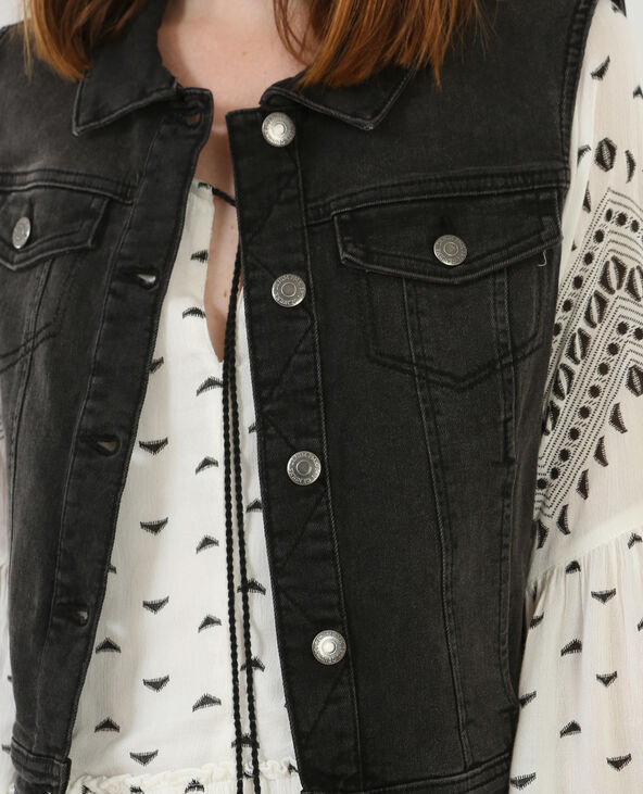 Veste en jean sans manches gris foncé - Pimkie