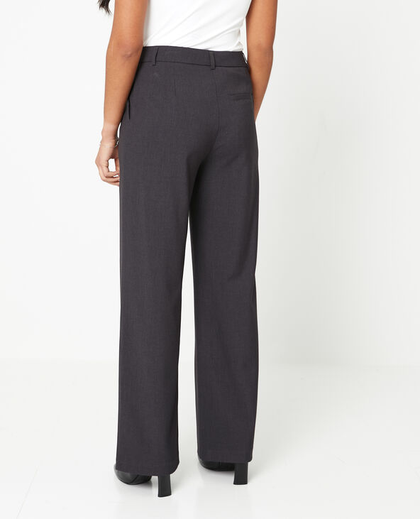 Pantalon city droit avec fermeture en biais gris foncé - Pimkie