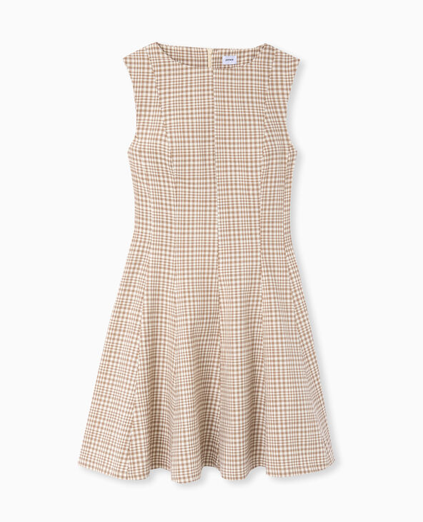 Robe courte patineuse motif carreaux beige - Pimkie