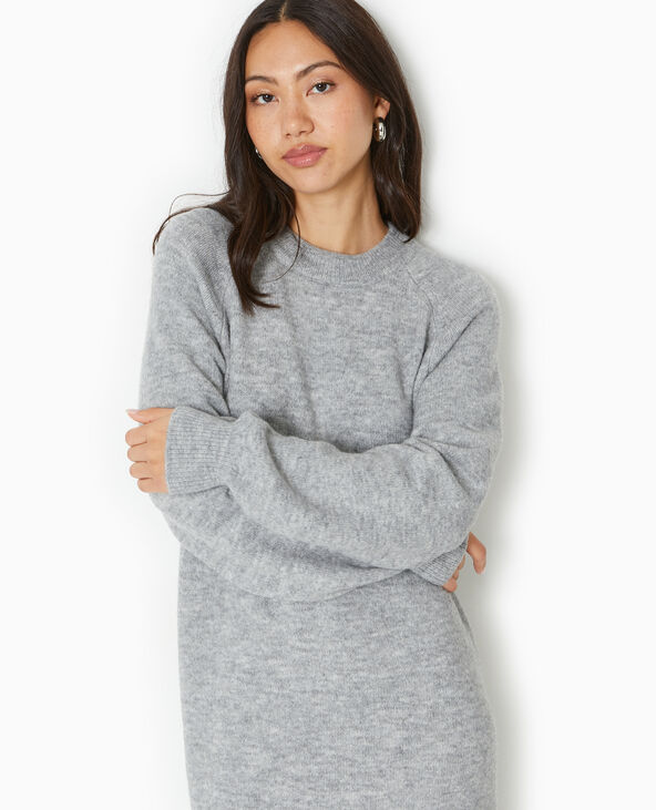 Robe longue en maille tricot gris chiné - Pimkie
