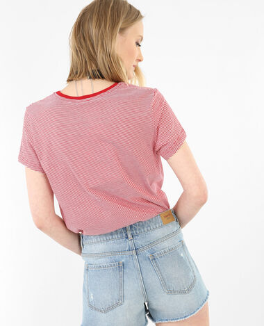T-shirt rayé patch brodé rouge - Pimkie