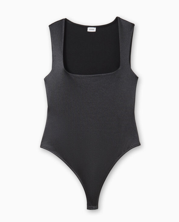 Body encolure carrée en maille brillante noir - Pimkie