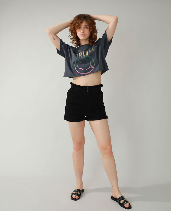 Short en jean high waist noir - Pimkie