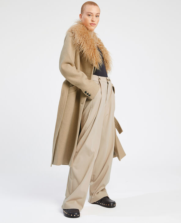Manteau col fausse sale fourrure