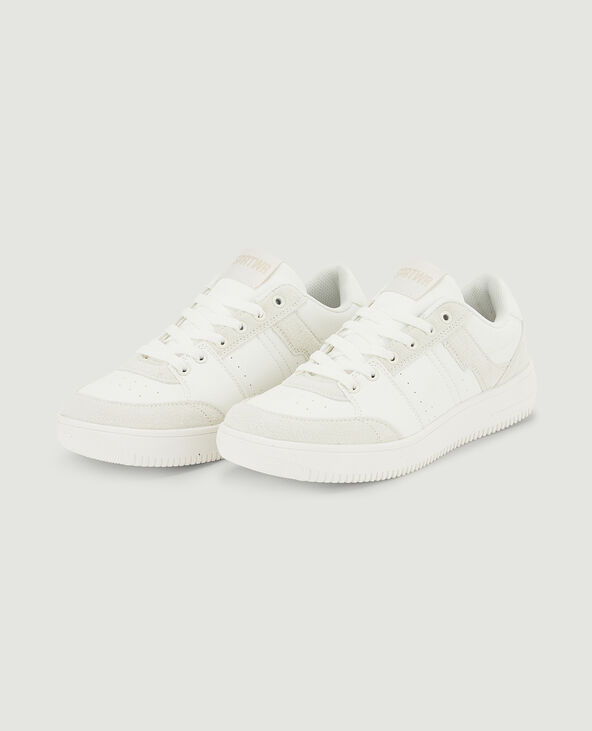 Sneakers bi-matière blanc - Pimkie