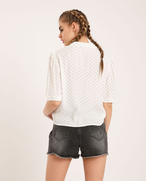 Chemise courte à pois blanc - Pimkie