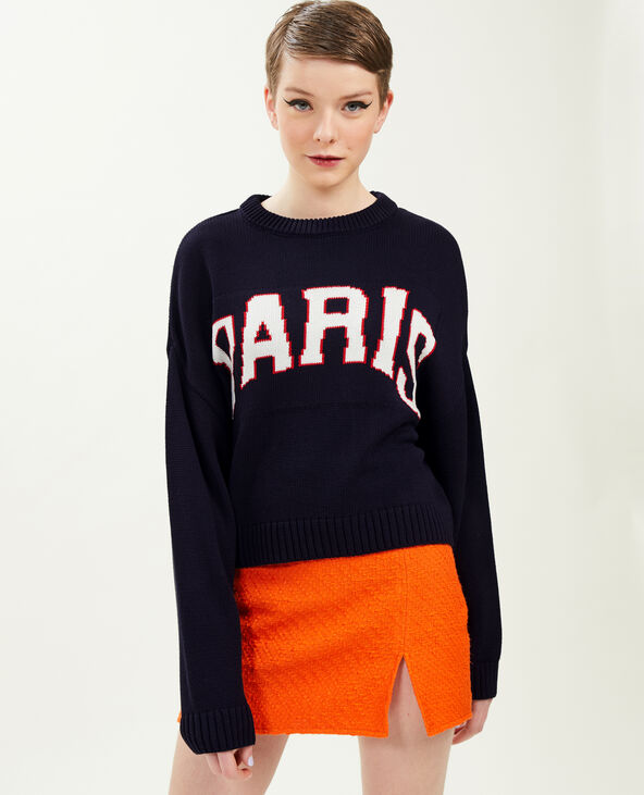 Pull court en maille bleu marine - Pimkie